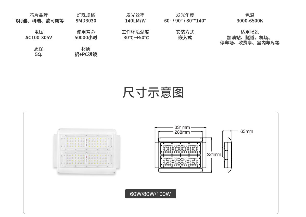 超亮led防爆灯 仓库加油站灯FL-YZD-KM5