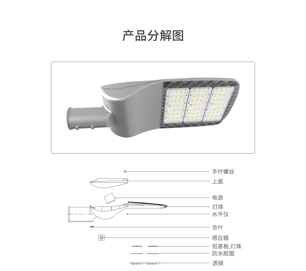 户外停车场照明 压铸铝运动传感器100W 150w IP66防水LED市政工程路灯