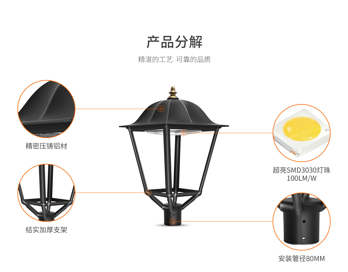 5 Years Warranty Die Casting Aluminum Garden Lamp Pole Light Waterproof Outdoor LED Garden Lights
