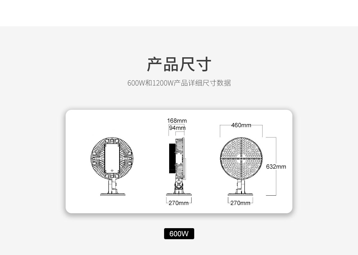 高杆广场球场专用灯 大功率投光灯600w 1200瓦 菲龙照明超亮 建筑工地照明射灯