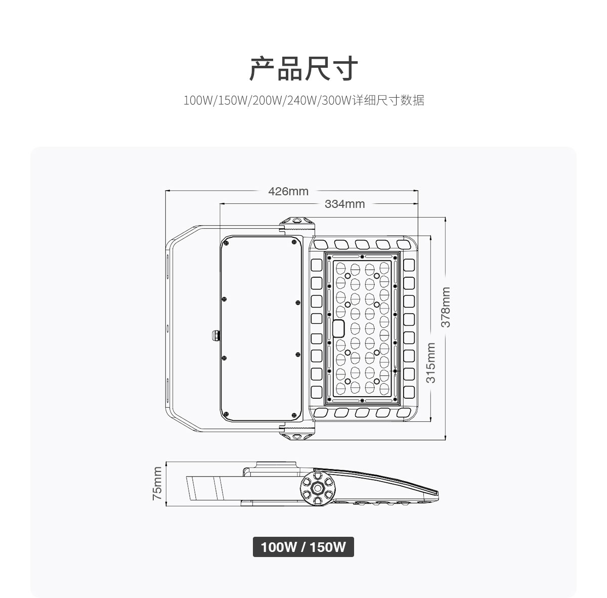 中山菲龙投标LED投光灯 300W隧道灯 100w球场灯 200瓦停车场照明灯