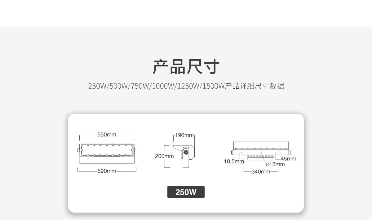 菲龙 大功率模组LED球场灯 港口码头照明 1000w 1250w 1500w大型建筑工地 广场公园灯