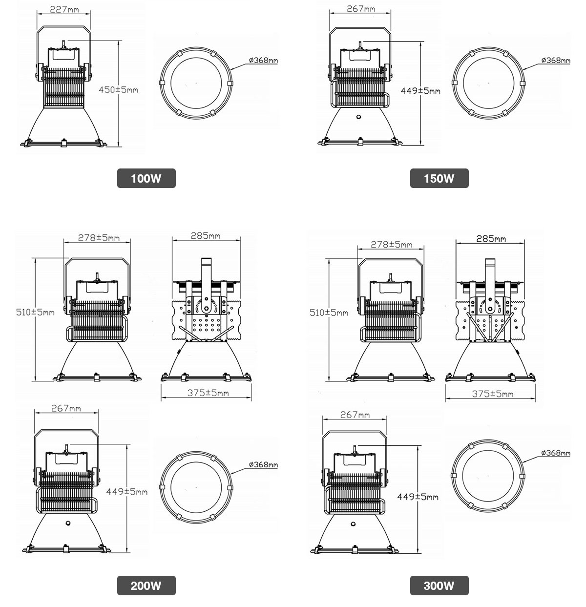 建筑之星 探照灯 户外工地防水吊塔灯 100w 200w 300w 400w 500w球场投光灯