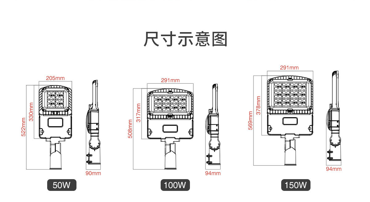 2020新款 光传感器控制 卡扣式安装 LED道路照明灯FL-LD-GLT1